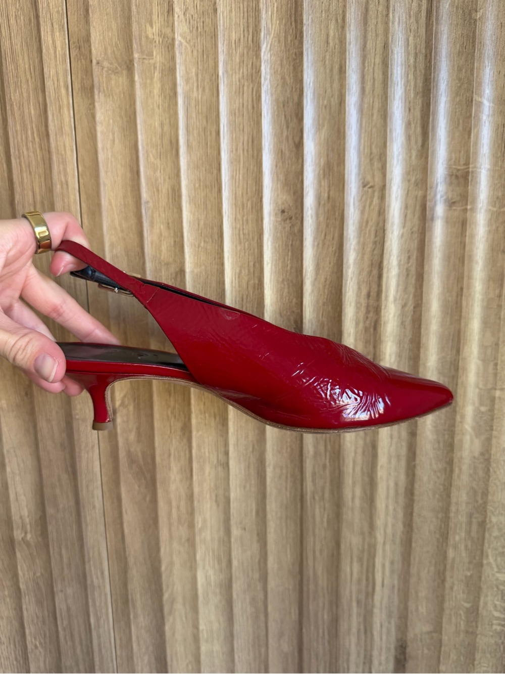 TIBI Red Slingback Kitten Heel Shoes - Picture 6 of 8